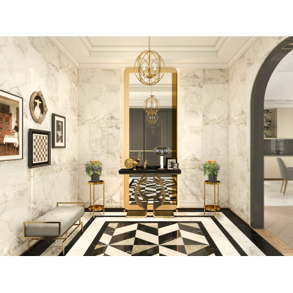 HMR - Modern 4-Light Iron Suspended Geometric Chandelier in Gold