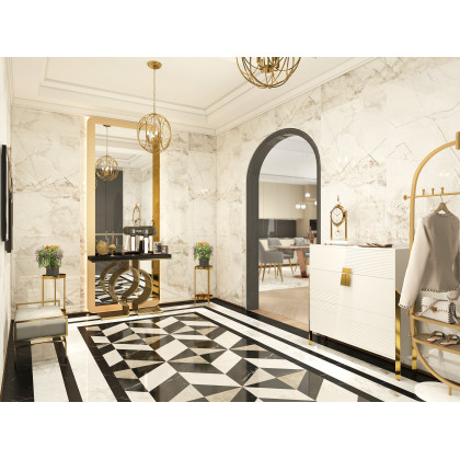 HMR - Modern 4-Light Iron Suspended Geometric Chandelier in Gold