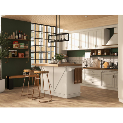 HMR - Metal Frame 5-Light Kitchen Island Linear Pendant Light in Black