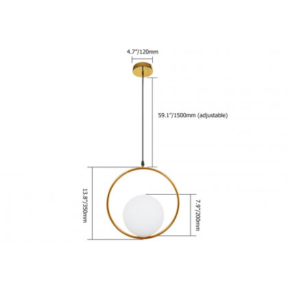 HMR - Contemporary Minimalist Ring Glass Globe Pendant Light in Single