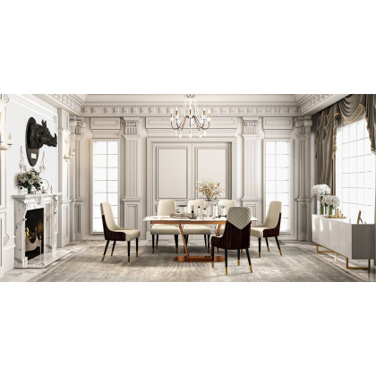 HMR - French Country Candle-Style Wooden Chandelier in 8-Light