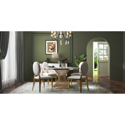 HMR - French Country Candle-Style Wooden Chandelier in 8-Light