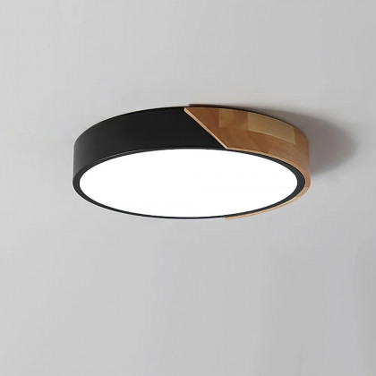 HMR Modern 20" Drum Flush Mount Ceiling Light - Black Dimmable & Remote Control