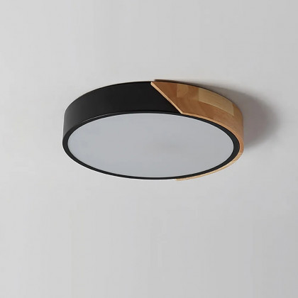 HMR Modern 20" Drum Flush Mount Ceiling Light - Black Dimmable & Remote Control