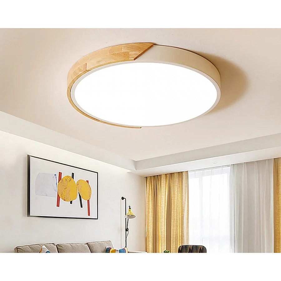 HMR Modern 20" Drum Flush Mount Ceiling Light - White Dimmable & Remote Control