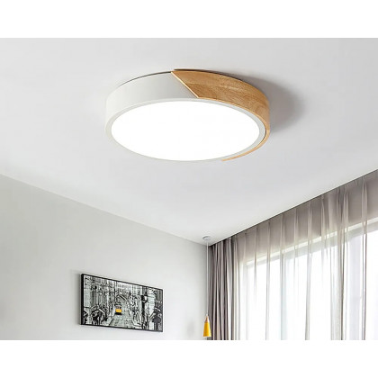 HMR Modern 20" Drum Flush Mount Ceiling Light - White Dimmable & Remote Control