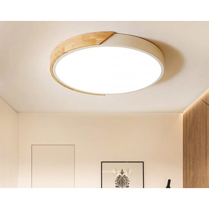 HMR Modern 20" Drum Flush Mount Ceiling Light - White Dimmable & Remote Control