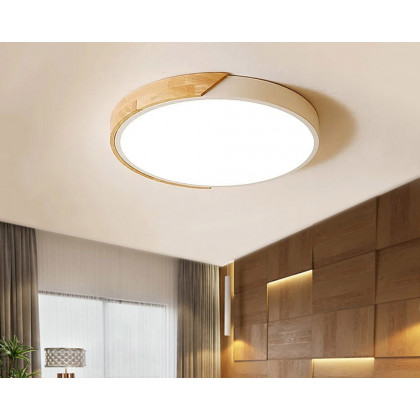 HMR Modern 20" Drum Flush Mount Ceiling Light - White Dimmable & Remote Control