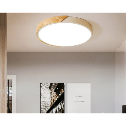 HMR Modern 20" Drum Flush Mount Ceiling Light - White Dimmable & Remote Control