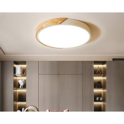 HMR Modern 20" Drum Flush Mount Ceiling Light - White Dimmable & Remote Control