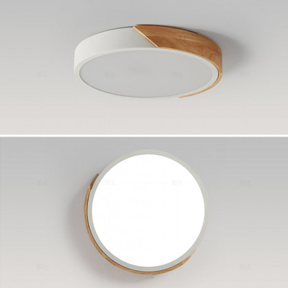 HMR Modern 16" Drum Flush Mount Ceiling Light - White Dimmable & Remote Control