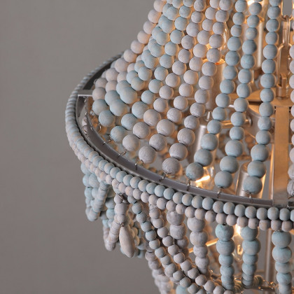 HMR - Kesarre Retro Wood Beaded Ceiling Chandelier in Gray and Blue