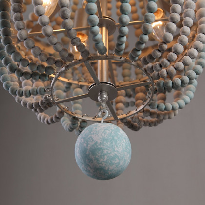 HMR - Kesarre Retro Wood Beaded Ceiling Chandelier in Gray and Blue