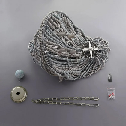 HMR - Kesarre Retro Wood Beaded Ceiling Chandelier in Gray and Blue