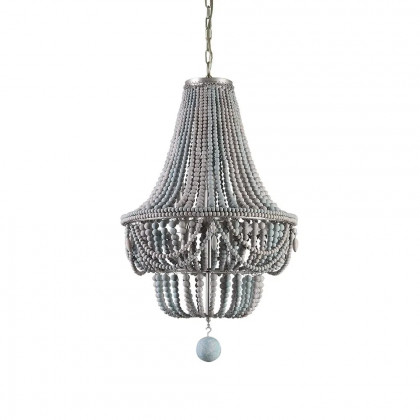 HMR - Kesarre Retro Wood Beaded Ceiling Chandelier in Gray and Blue
