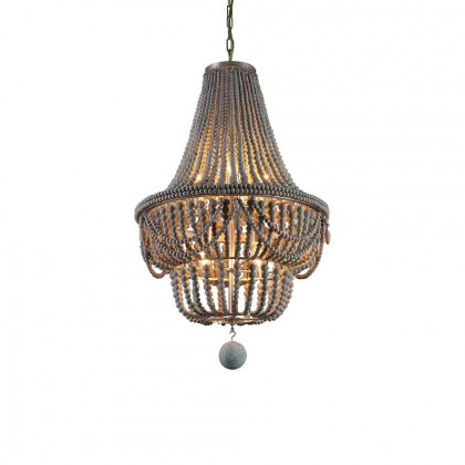 HMR - Kesarre Retro Wood Beaded Ceiling Chandelier in Gray and Blue