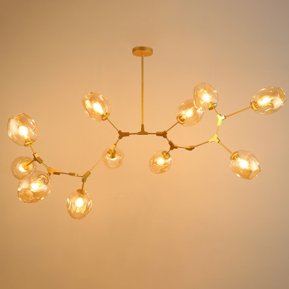 HMR - Modern Kitchen Island 11-Light Metal Pendant Light in Gold