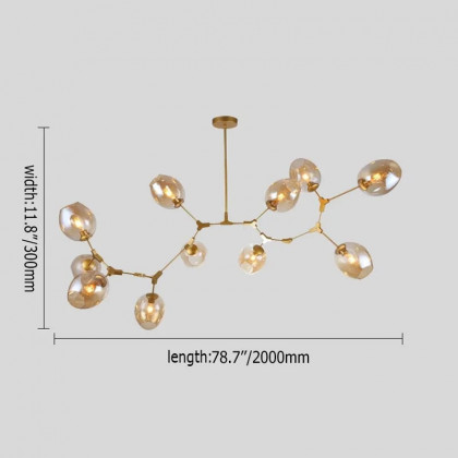 HMR - Modern Kitchen Island 11-Light Metal Pendant Light in Gold