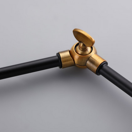 HMR - Double Swing Arm 1-Light Wall Sconce in Black, Brass