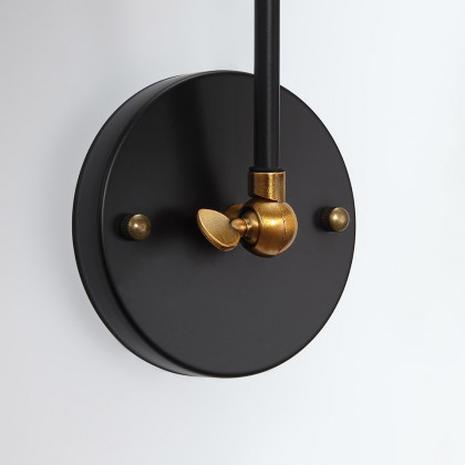 HMR - Double Swing Arm 1-Light Wall Sconce in Black, Brass