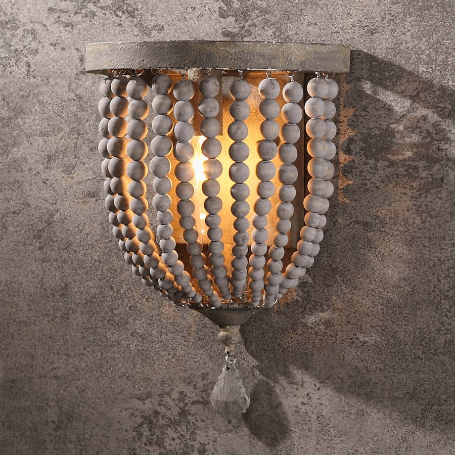 HMR - 1-Light Wall Sconce in Distressed Gray in Natural