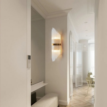 HMR - Striaged 2-Light Wall Sconce Vanity Wall Light in Gold, Glass, Metal