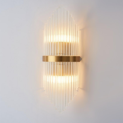 HMR - Striaged 2-Light Wall Sconce Vanity Wall Light in Gold, Glass, Metal