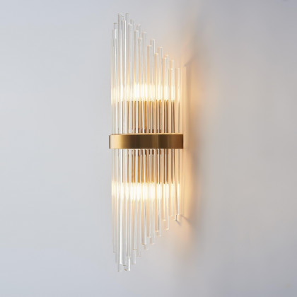 HMR - Striaged 2-Light Wall Sconce Vanity Wall Light in Gold, Glass, Metal
