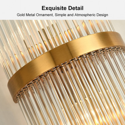 HMR - Striaged 2-Light Wall Sconce Vanity Wall Light in Gold, Glass, Metal