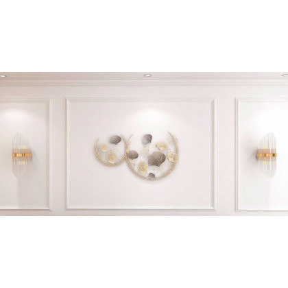 HMR - Striaged 2-Light Wall Sconce Vanity Wall Light in Gold, Glass, Metal