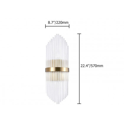 HMR - Striaged 2-Light Wall Sconce Vanity Wall Light in Gold, Glass, Metal