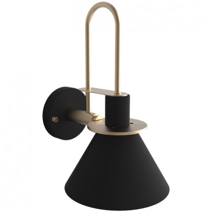 HMR - 1-Light Cone Indoor Wall Sconce with Tapered Shade in Black, Metal