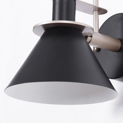 HMR - 1-Light Cone Indoor Wall Sconce with Tapered Shade in Black, Metal