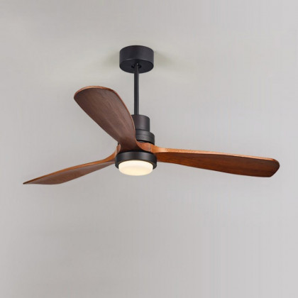 HMR - LED Ceiling Fan Light with 3 Blades and Remote Control in 52" L, Glass, Black and Walnut