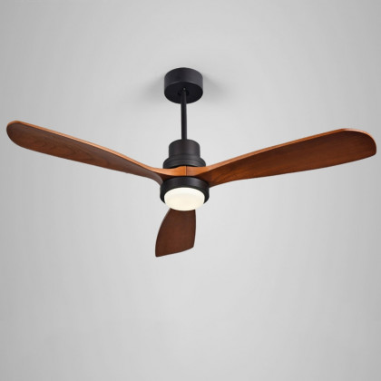 HMR - LED Ceiling Fan Light with 3 Blades and Remote Control in 52" L, Glass, Black and Walnut