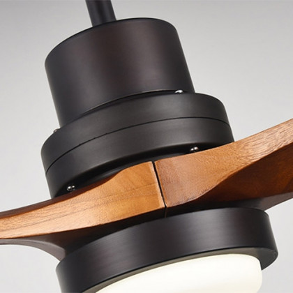 HMR - LED Ceiling Fan Light with 3 Blades and Remote Control in 52" L, Glass, Black and Walnut