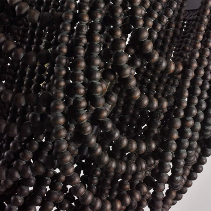 HMR - Rustic Wooden Cascade 3-Light Bead Chandelier in Black