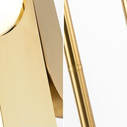 HMR - Torchiere Floor Lamp 2-Light with Glass Shade in Gold, Metal