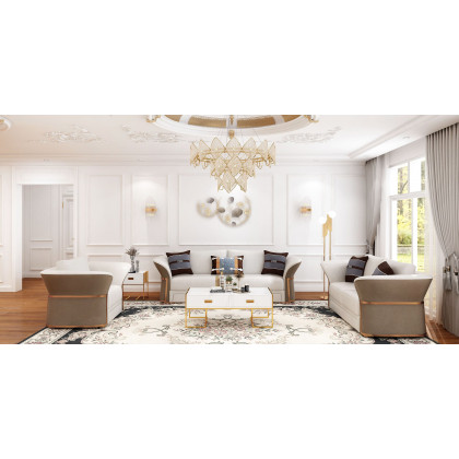 HMR - Torchiere Floor Lamp 2-Light with Glass Shade in Gold, Metal