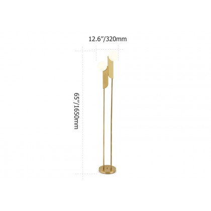 HMR - Torchiere Floor Lamp 2-Light with Glass Shade in Gold, Metal