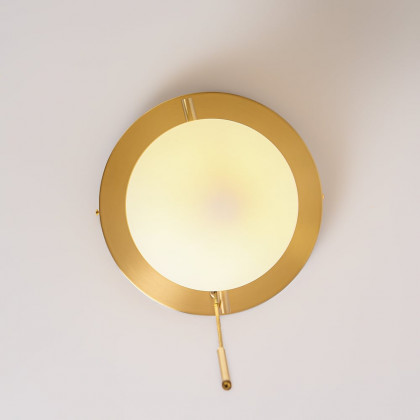 HMR - Gidu Pull Chain Globe Shade Semi Flush Mount in Metal, Glass