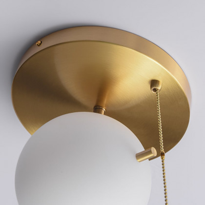 HMR - Gidu Pull Chain Globe Shade Semi Flush Mount in Metal, Glass