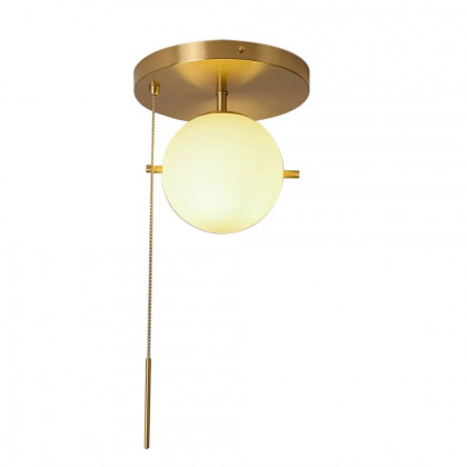 HMR - Gidu Pull Chain Globe Shade Semi Flush Mount in Metal, Glass