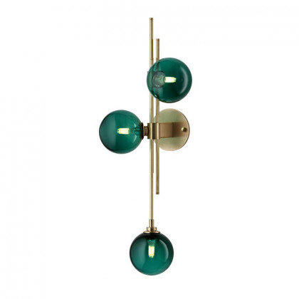 HMR - Gold 3-Light Glass Indoor Globe Sconce in Green