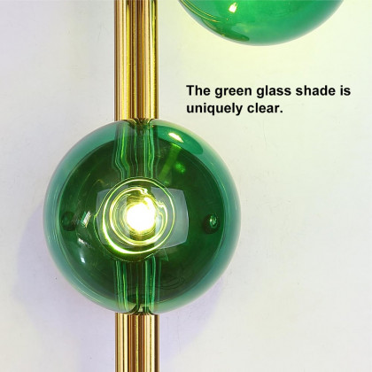 HMR - Gold 3-Light Glass Indoor Globe Sconce in Green