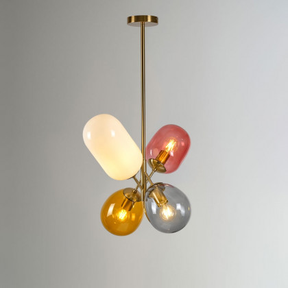 HMR - Modern 4-Light Glass Balloon Pendant Light in Multicolor