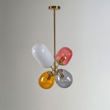 HMR - Modern 4-Light Glass Balloon Pendant Light in Multicolor