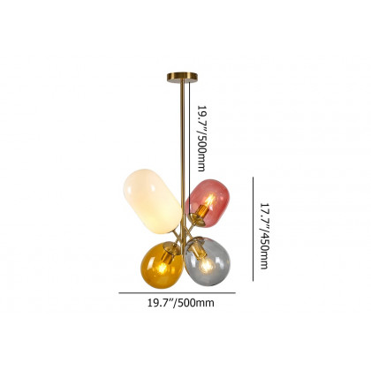 HMR - Modern 4-Light Glass Balloon Pendant Light in Multicolor