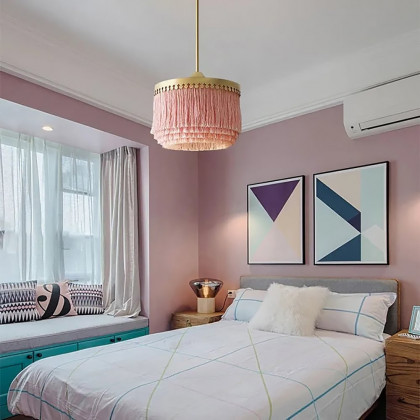 HMR - Modern Stylish 1-LightTassel Pendant Light in Pink