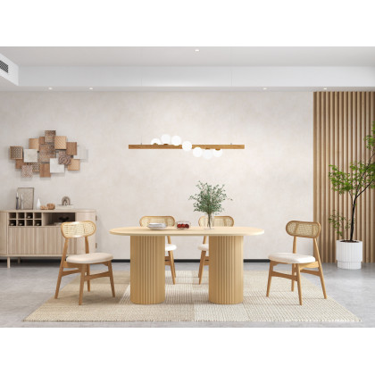 HMR Modern Linear 7-Light Kitchen Island Pendant Light Glass Globe - White